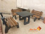 میز و نیمکت بتنی پارکی و باغی طرح چوب مدل آسا